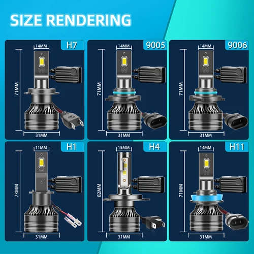 Imagen 2 del producto 2x300W 80000LM H1 H4 H7 H11 bombillas de faros LED 9005 HB3 9006 HB4 H8 H9 Turbo faros de coche 6000K bombilla de faros para lámpara de automóvil
