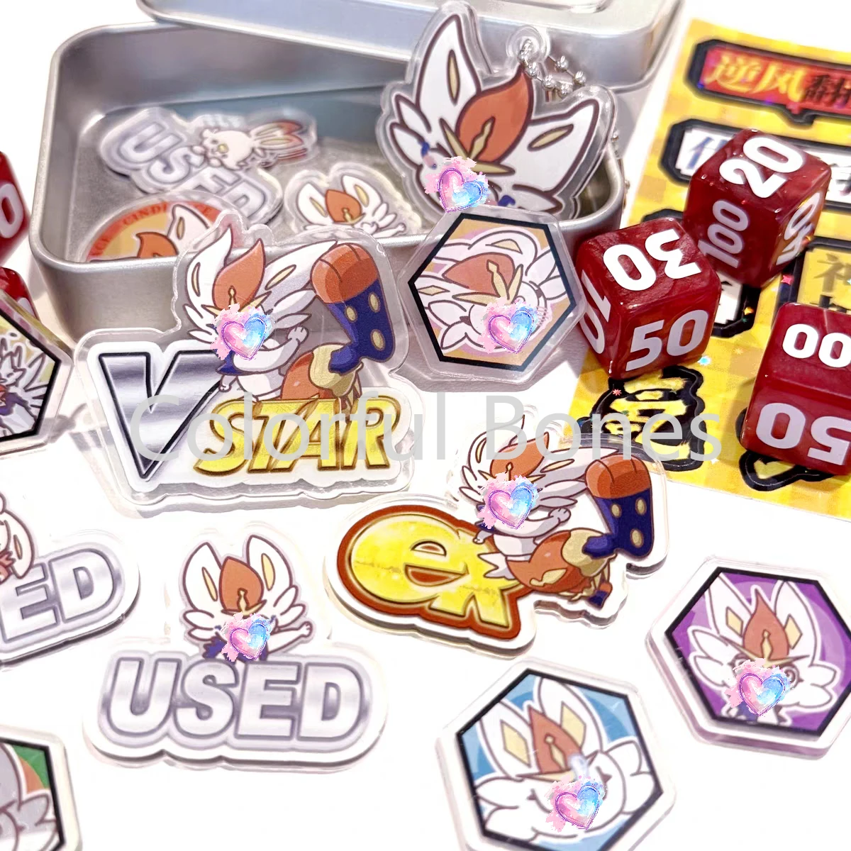 

Набор индикаторов повреждений Pokemon PTCG, тематические игральные кости Cinderace, маркер VSTAR GX, аксессуары для настольных игр для игроков и покемонов