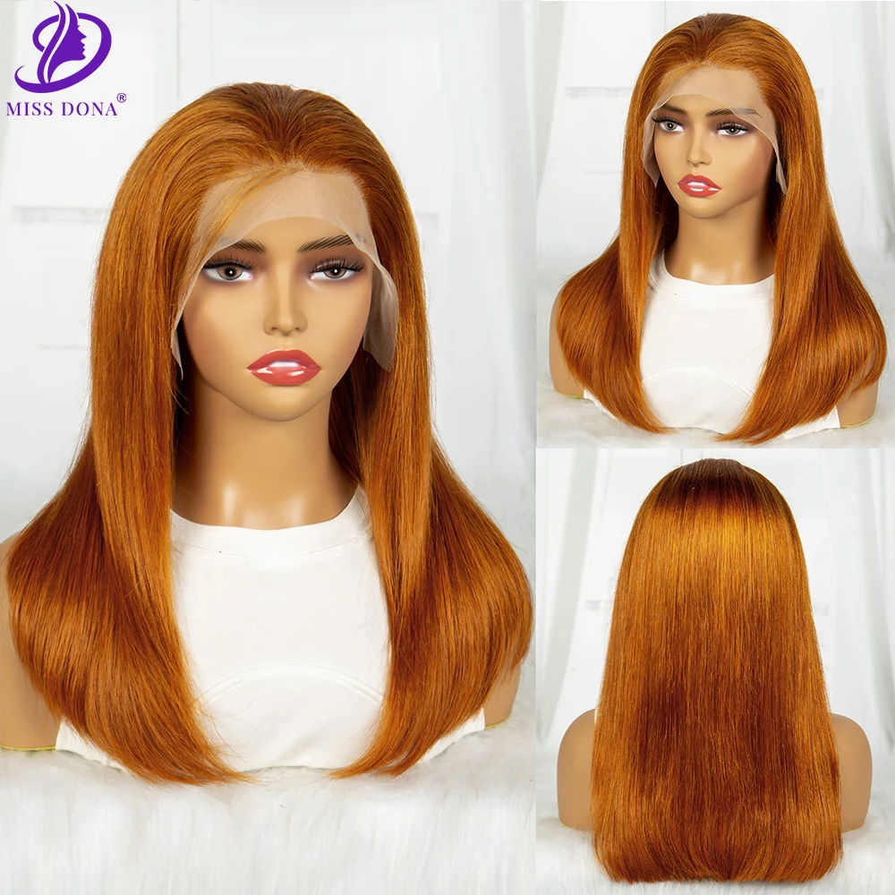 

250% Density Straight BOB Hair Wig 12A Double Drawn 13*4 Lace Front Wig 12-24 Inches Ginger Human Hair Wig