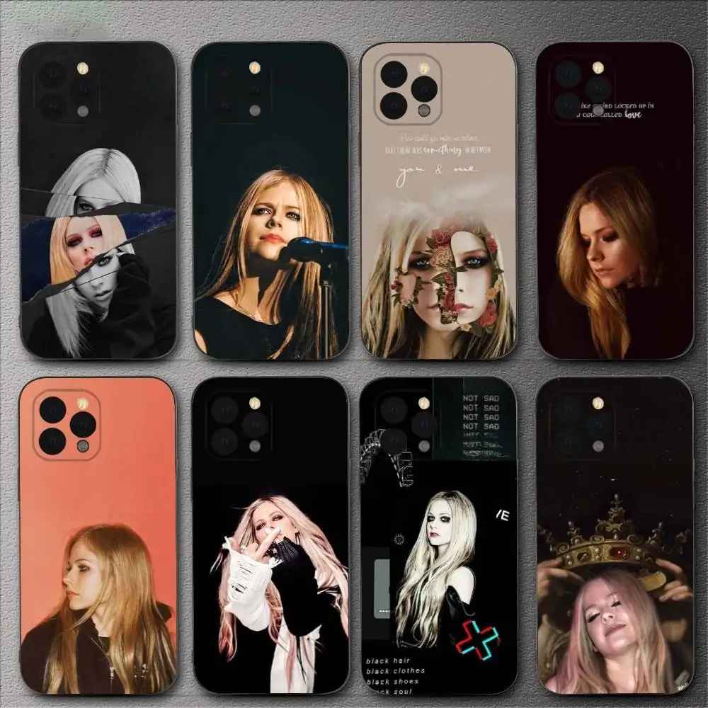

Singer Avril Lavigne-S Phone Case For iPhone 16,15,14,13,12,11,XS,XR,X,8,7,Pro,Max,Plus,mini Silicone Black Cover