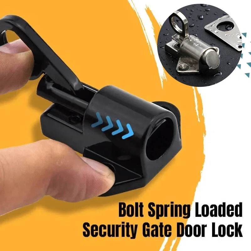 Aluminum Alloy Black/Gray Window Gate Security Pull Ring Spring Bounce Door Bolt Automatic Latch Lock Black Grey Window