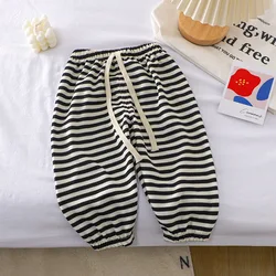 Summer New Children Korean Anti-mosquito Pants For Boys And Girls Baby Casual Striped Outside Ankle-length Sports Pants