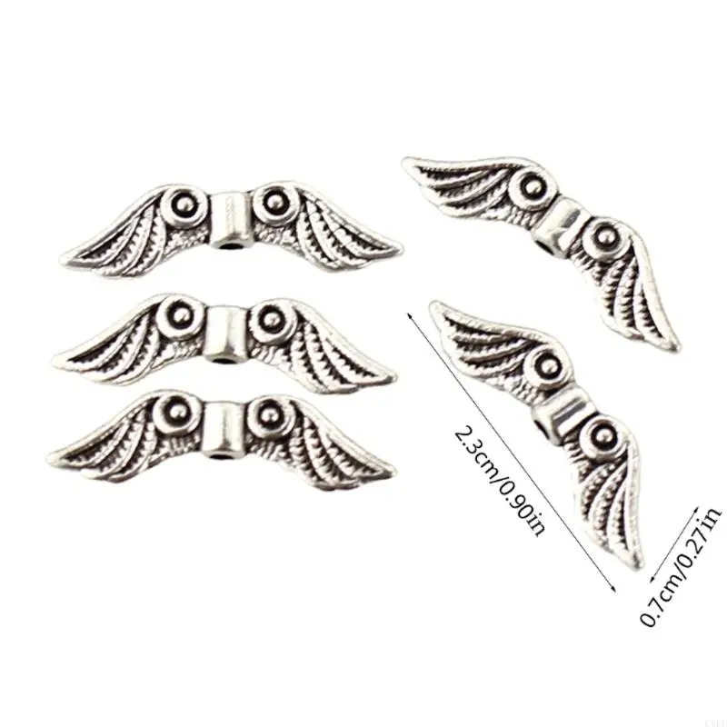 C1FE 50 PCS PCS Angel Wing Spacer Metal Charm Beads for Diy Bracelets Colares Jóias