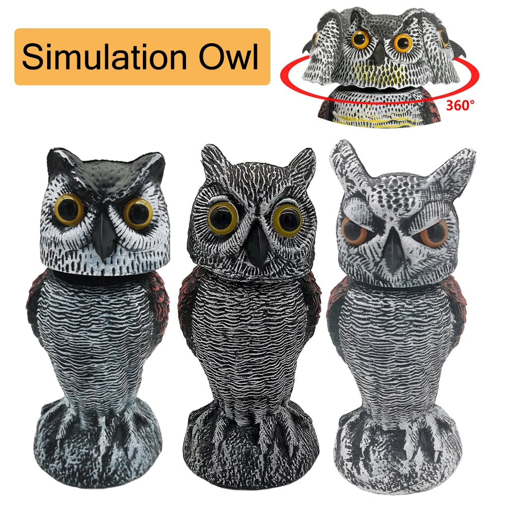 

Owl Scare Bird Control Devices 360° Swivel Head Owl to Scare Bird Away Waterproof Fake Owl Balcony Simulation Owl Bird Deterrent