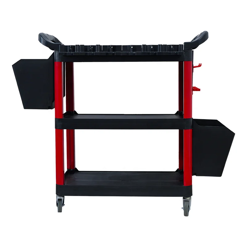 

Workshop Plastic Garage Metal 3 Tier 4 Wheels Rolling Tool Trolley/ Tools Cart For Car Washing And Hairdressing