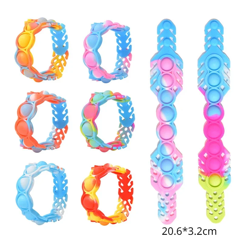 Pops Bubble Semplice fossetta Giocattolo Il suo braccialetto in silicone antistress Fidget Ansia Giocattoli sensoriali per bambini autistici