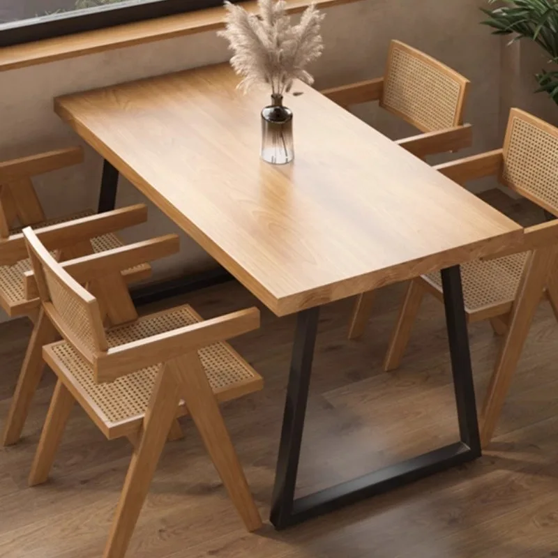 Modern Square Table, Simple Wabi-sabi Style Solid Wood Dining Table, Theme Restaurant, Leisure Table And Chair Combination, Inte