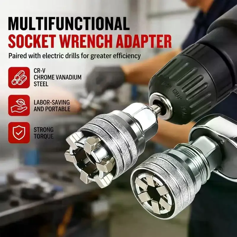 2pcs/set Adjustable Magic Socket Wrench 10~19mm Multifunctional Universal Ratchet Sleeve Spanner Repair Tools Accessory