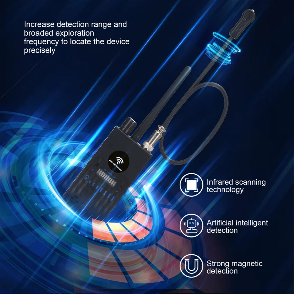 G328B Anti-Spy RFSignal Detector High-Sensitivity Wireless Bug Detect GPS Tracker Lens GSM Listening Device Finder Radio Scanner