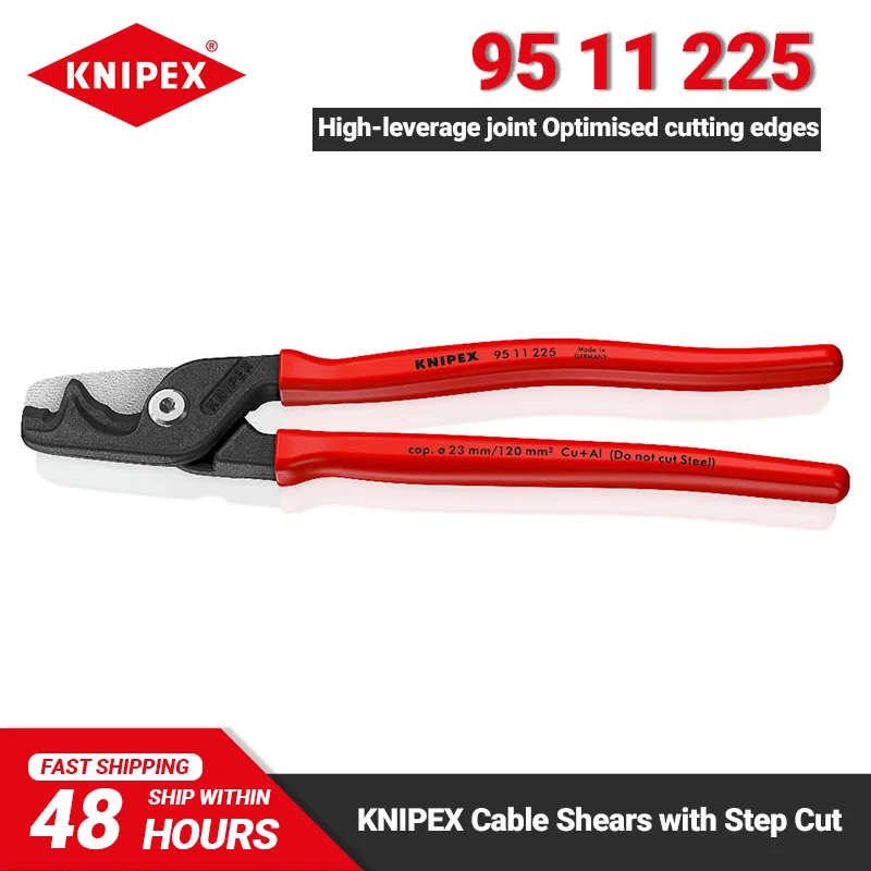 مقصات كبلات KNIPEX مع قطع متدرج ، وصلة عالية الكفاءة 9 بوصة ، حواف قطع محسنة ، قاطع للنحاس أو الألومنيوم ، 95 ، 11 ،