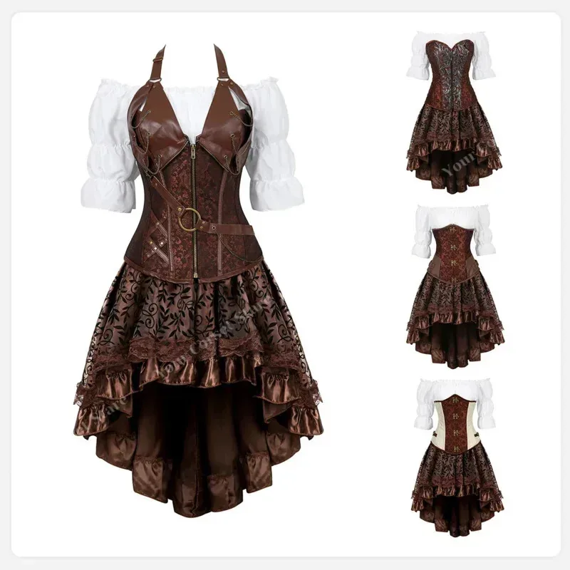 Sky06 Steampunk 코르셋 드레스 플러스 사이즈 르네상스 블라우스 중세 steampunk 의상 여성 고딕 코르셋 underbust 해적 66liU &