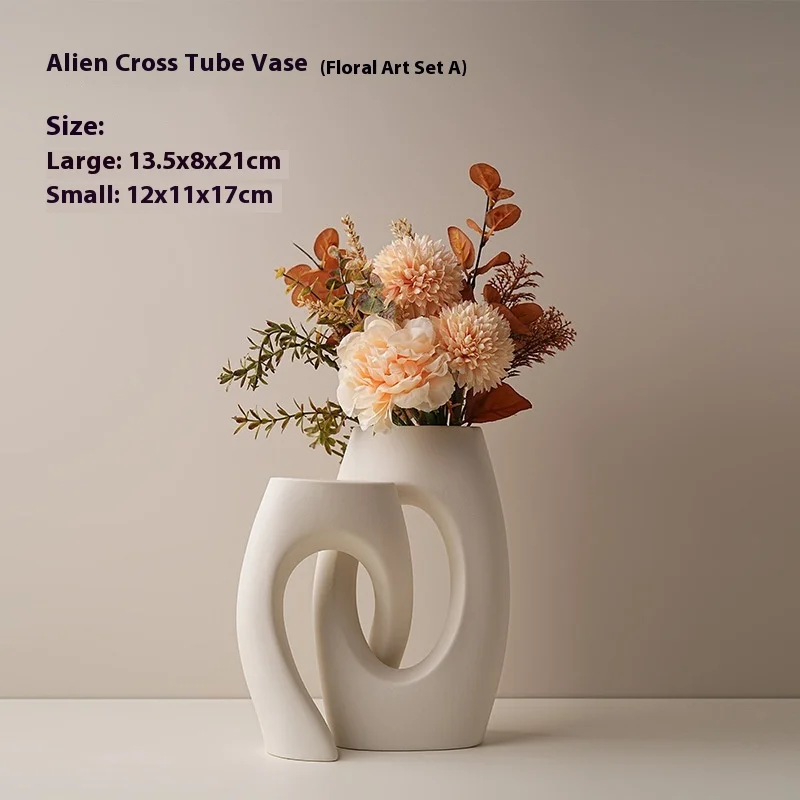 High-End Beihanmei Ceramic Vase European & Ins Style White Art Vase for Flower Arrangement