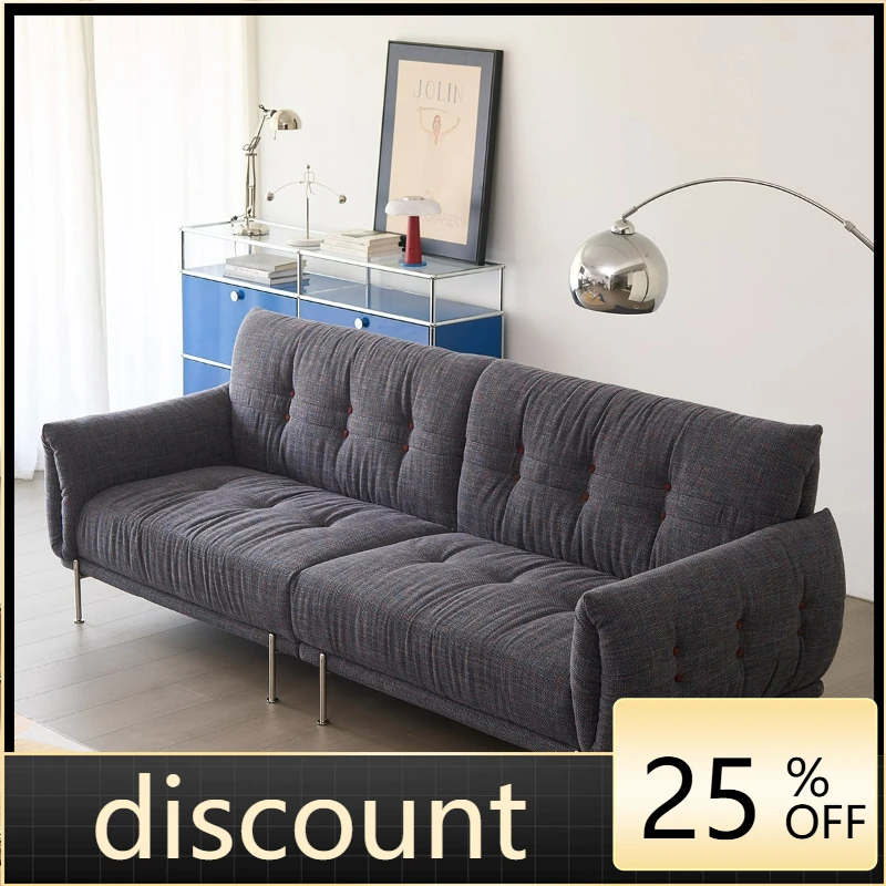 

LTT French retro high-end cotton and linen wabi-sabi wind fabric living room small apartment straight-row sofa