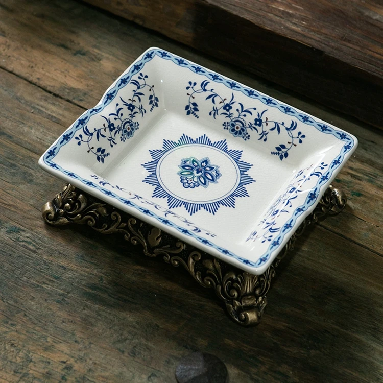 

Rectangular ceramic ashtray simple American retro large cigar ashtray storage box ornament