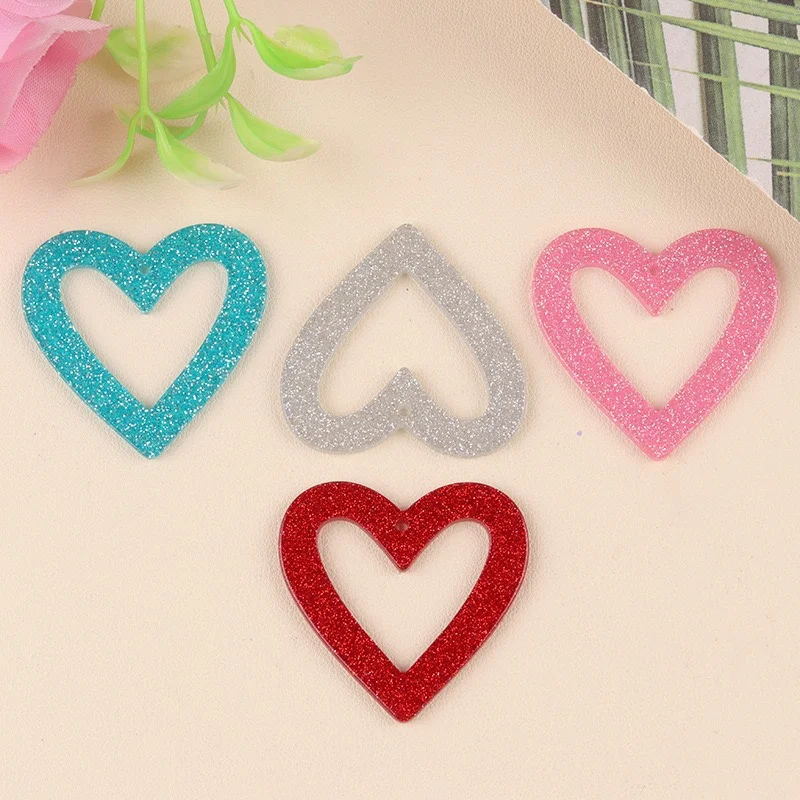 وصل جديد 46 قطعة/الوحدة لون طباعة الكرتون قلوب شكل الاكريليك الخرز diy مجوهرات الملابس قلادة الإكسسوارات