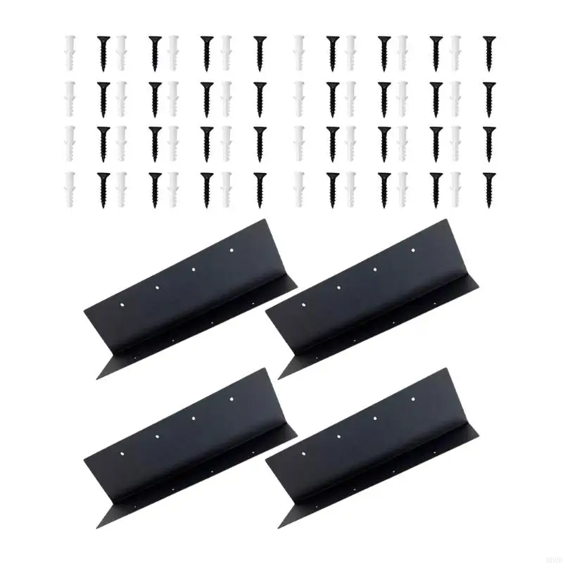 Gartenbox-Eckbeschläge, 4-teiliges Montageset aus schwarzem Metall in L-Form mit gebohrten Löchern für Hausgartenbau, B03E – Detail 9