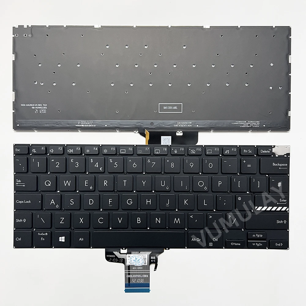 Imagem -02 - Teclado de Retroiluminação dos Eua Reino Unido para Asus Vivobook Pro 14 X3400 M3401 M3400qa M3401qc X3400p K3400p X7400 M7400q N7400 Notebook