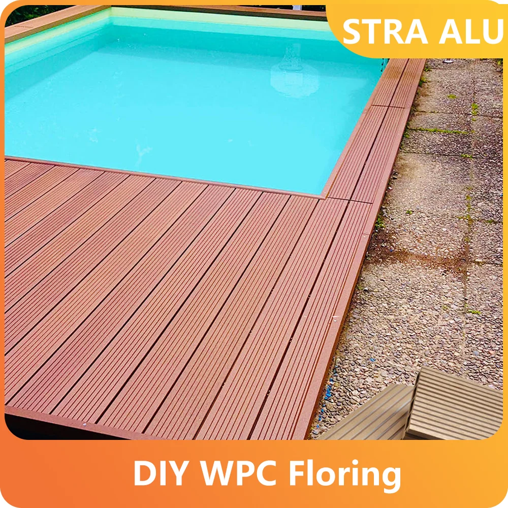 WPC Flooring Waterproof & Anti-Slip, Click Lock Mold-Proof for Home/Gym/Balcony, Yinwen Oak Grain 10PCS=50Sq.ft 10Y Warranty CE