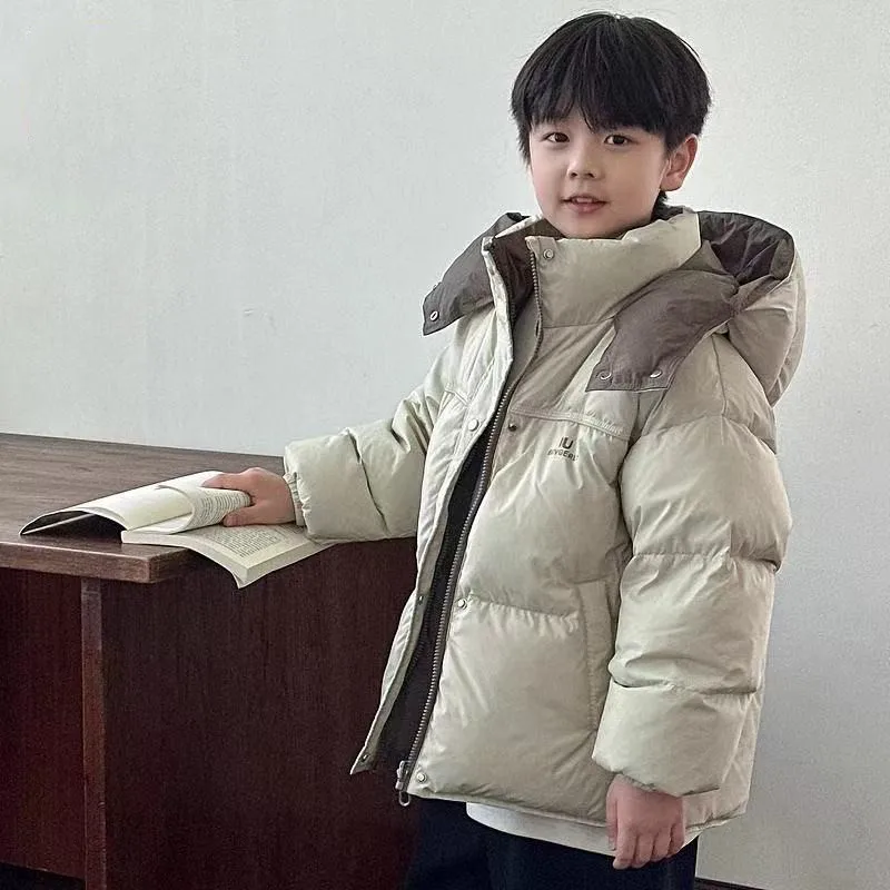 

5-14 Year Boys' Down Jacket Winter New Style Children's Baby Thick Cotton Jacket Coat Western Bread Coat Double sided Wear Top