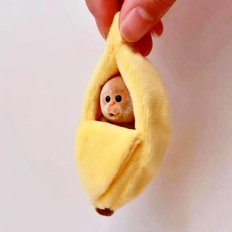 Boneco de Pelúcia Macio e Fofo de Macaco com Banana, Brinquedo de Pelúcia Kawaii que Estimula a Dopamina, Decoração Adorável de Desenho Animado, Presente para Adolescentes