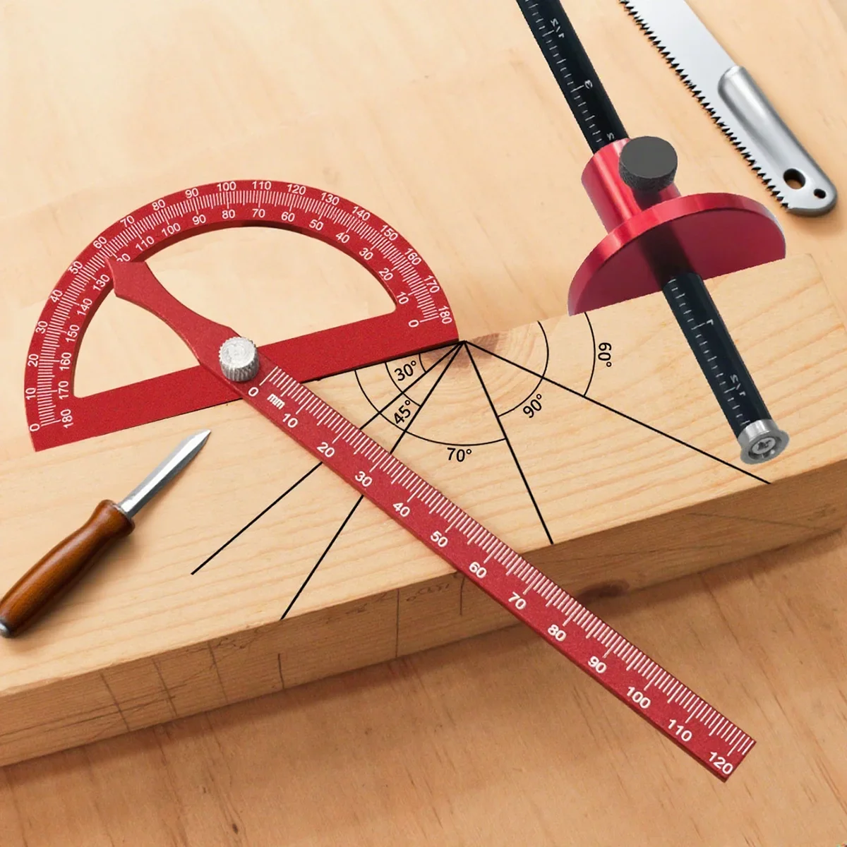 Multi-Angle Measuring Ruler or Combo Kit , 180° Adjustable Protractor for Carpentry DIY Projects Engineering & Technical Drawing
