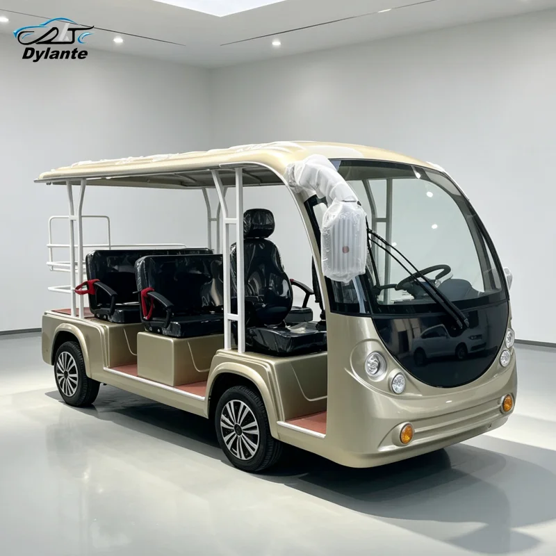 8/11/14/17 Seater Open Top Tourist Shuttle With Safety Seatbelts For Villa Holiday Village Hotel Electric Sightseeing Bus