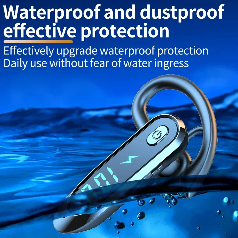 بلوتوث 6.0 سماعة الأذن هوك سماعة 270 درجة دوران LED عرض HIFI ستيريو الحد من الضوضاء سماعة أذن مقاومة للماء Bluetooth 6.0 Earphone Ear Hook Headphone 270 Degree Rotation LED Display HIFI Stereo Noise Reduction Headset
