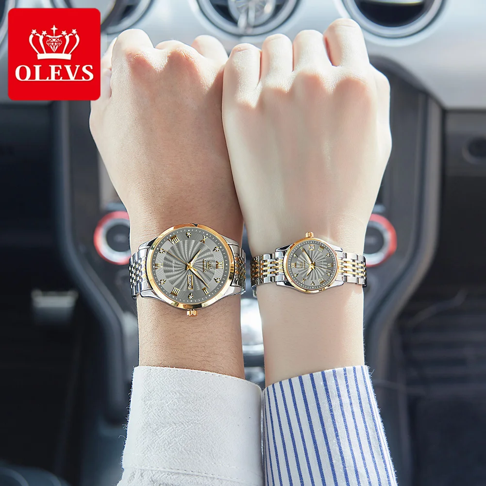 OLEVS 6630 Lover`s Watches Brand Luxury Automatic Mechanical Wristwatch Stainless Steel Waterproof Clock Gift Relogio Masculino