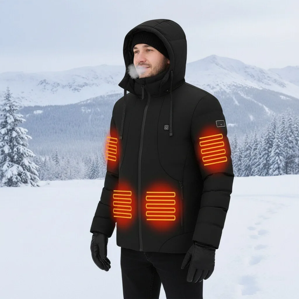 

15 Areas Heated Jackets Winter Electric USB Self Heating Travel Jacket 2025 Man 3 in 1 Waterproof Thickened Thermal Fleece Coat