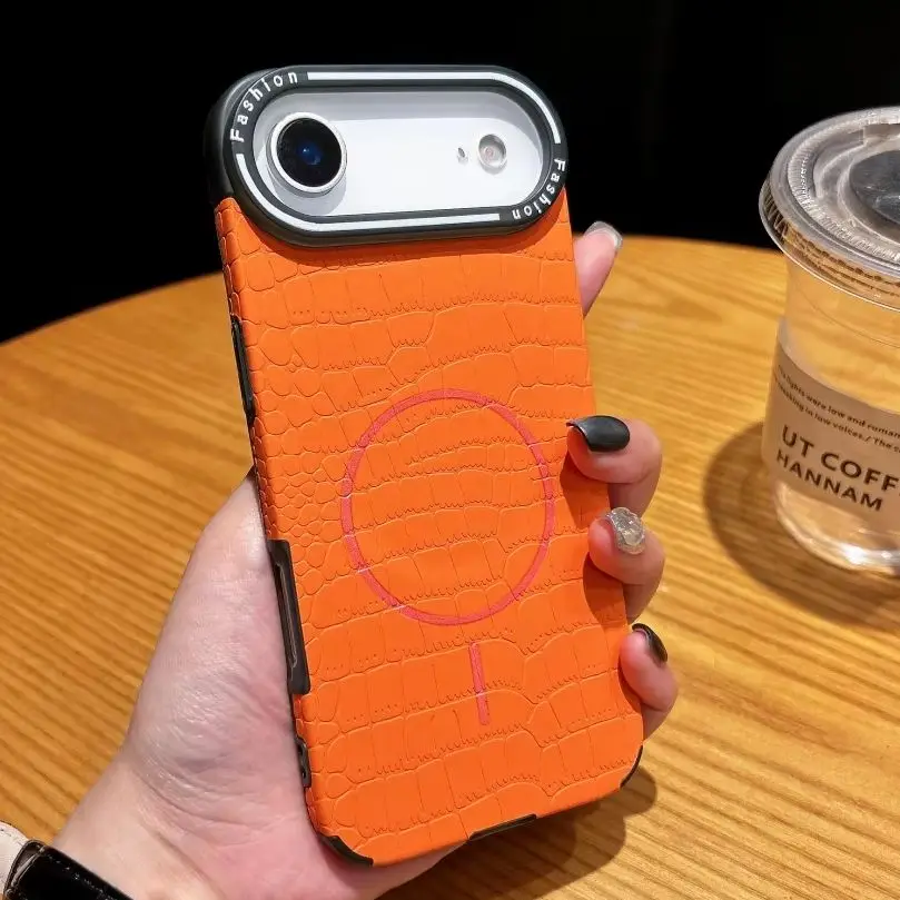 เคสหนังลายจระเข้สุดหรูแบบแม่เหล็กสำหรับ iPhone 17 Air 16 15 14 13 12 11 Pro Max Plus รองรับ Magsafe ป้องกันการกระแทก