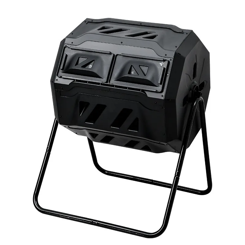 Outdoor Garden Rotating Compost Tumbler, Plastic Rolling Composter Barrel For Yard Waste & Organic Fertilizer Fermentation