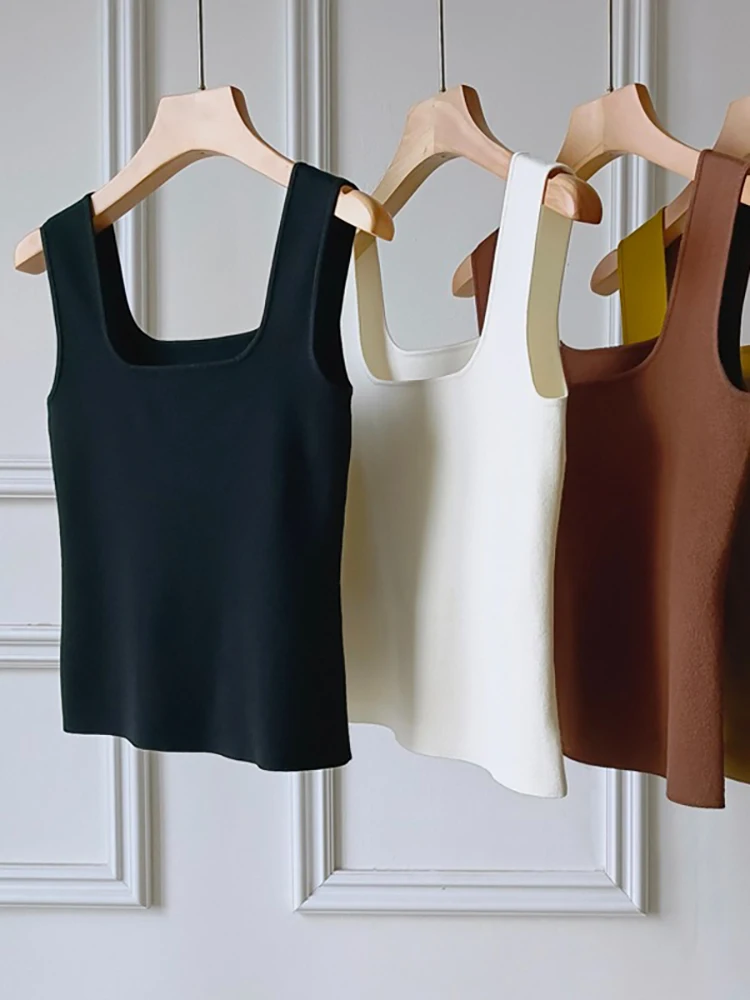 

Ice Silk Knitted ort Svel Vest Women's Csole Top Summer Trendy Outerwear Bal Pure Color Slim Fit G23040505
