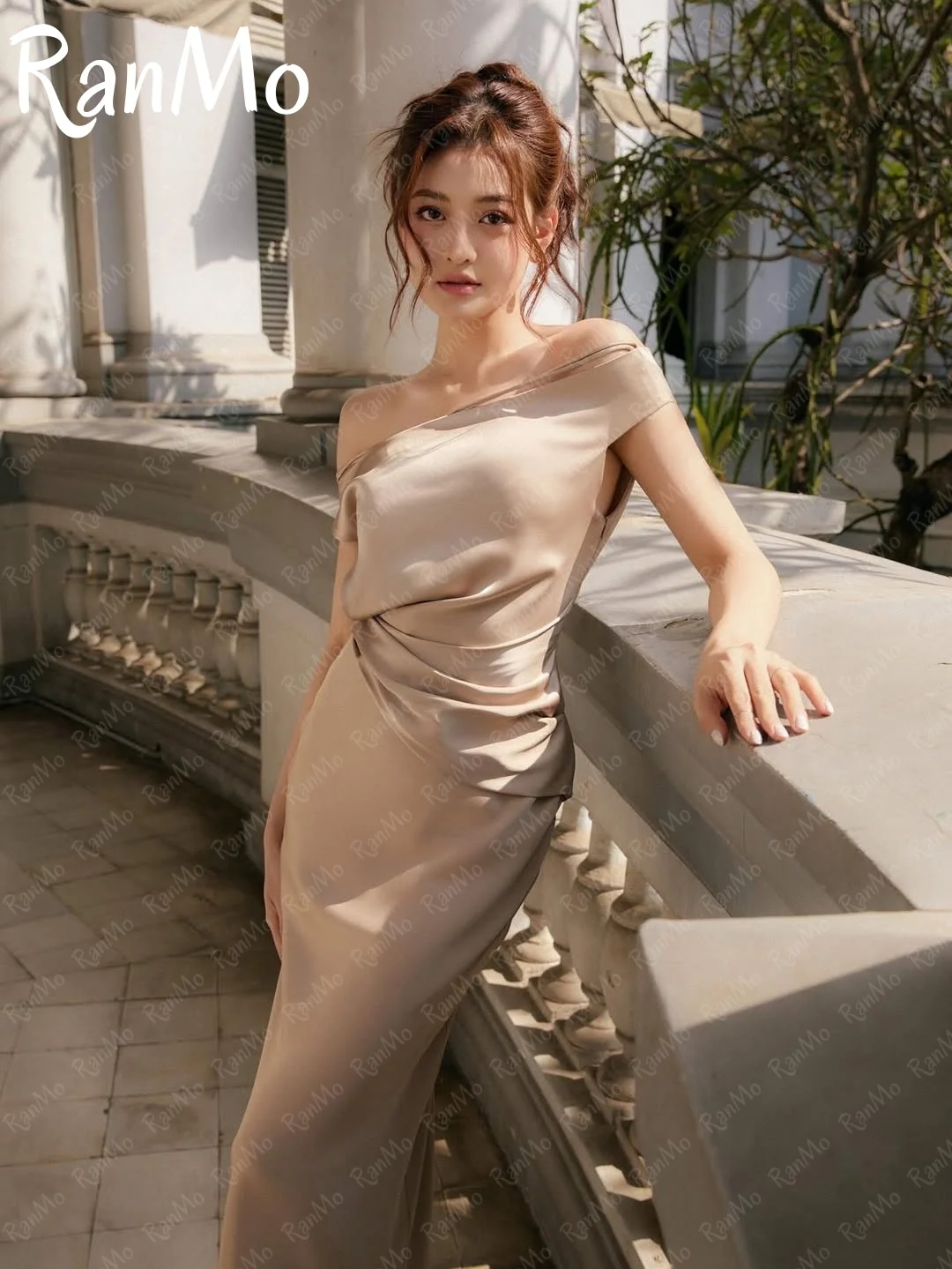 Ranmo Vestidos De Festa Women Mermaid Satin 2025 Evening Dresses Off-shoulder Customized فساتين سهرة Paste the Diamond