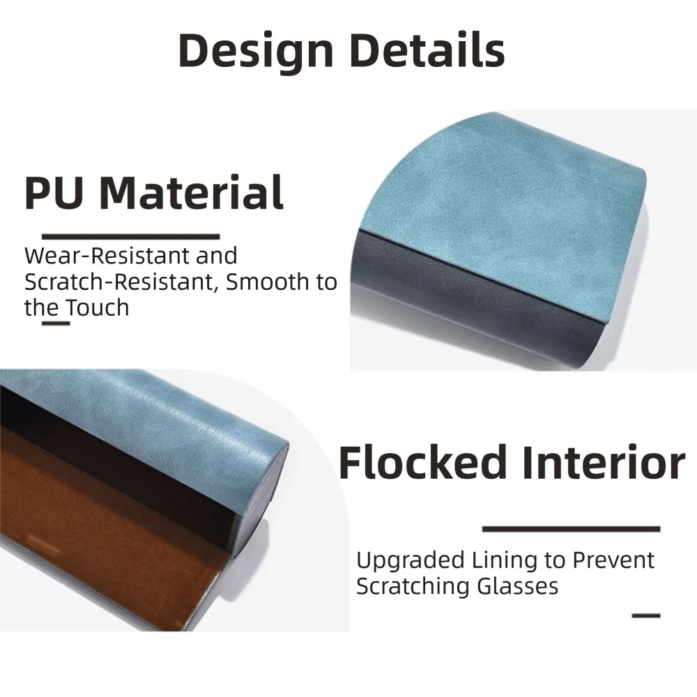 PU Leather Double Layer Glasses Case Scratch Resistant Waterproof Hard Eyewear Protector Portable Durable Eyeglasses Sleeve