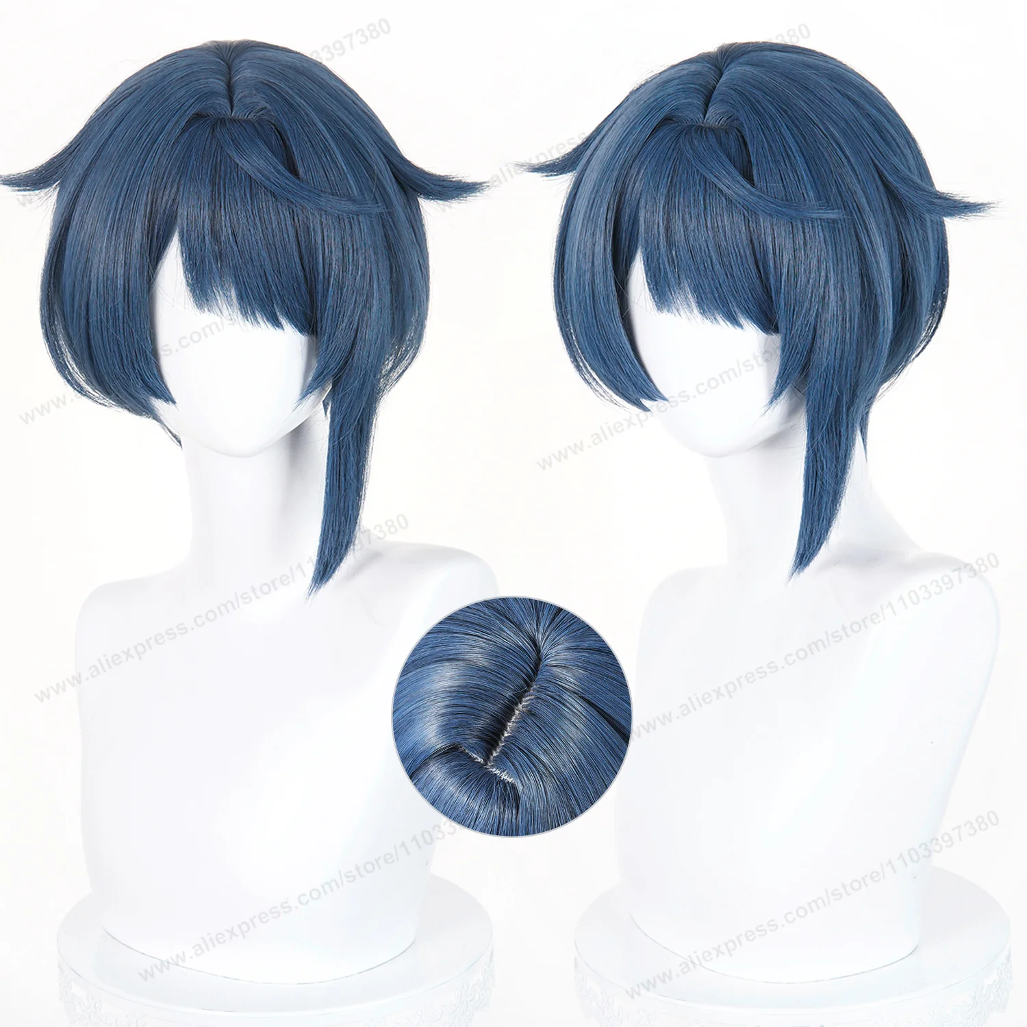 Xingqiu Cosplay Wig 32cm Short Women Hair Anime Cosplay Wig Halloween Heat Resistant Synthetic Wigs