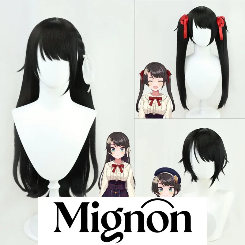 

Mignon Virtual VTuber Ozora Subaru Косплей Парик Черный Имитация Кожи Головы