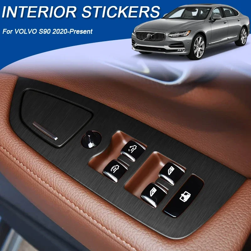 

For VOLVO S90 2020-Present LHD Car Carbon Interior Sticker Auto Window Lifting Panel Decal Gear Door Protective Film Accessory