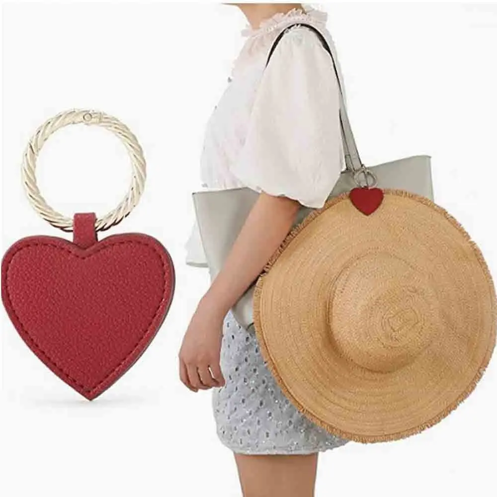 Heart Pu Leather Magnetic Hat Clip Portable Hat Storage Anti-lost Love Shape Hat Holder Organizer Gadget Wallet Buckle Beach