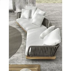 Balcony, leisure, outdoor, open-air, courtyard, solid wood garden sofa, rattan