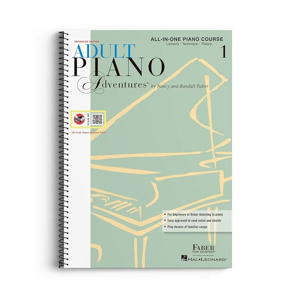 Adult Piano Adventures: All in One Course - Book 1 | Faber Beginner Method Piano Book for Adults with Chords and Music Notati