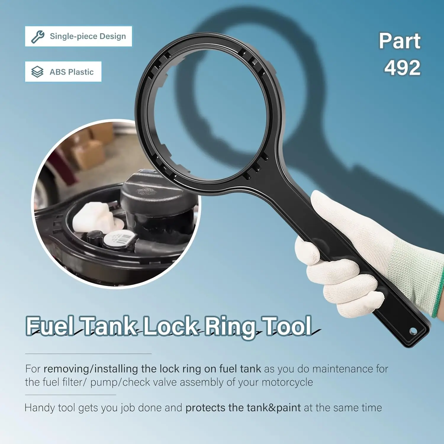492 Fuel Tank Lock Ring Tool Fuel Pump Removal Tool Comapatible for Harley-Davidson FL Series Motorcycles Touring Electra Glide view 4
