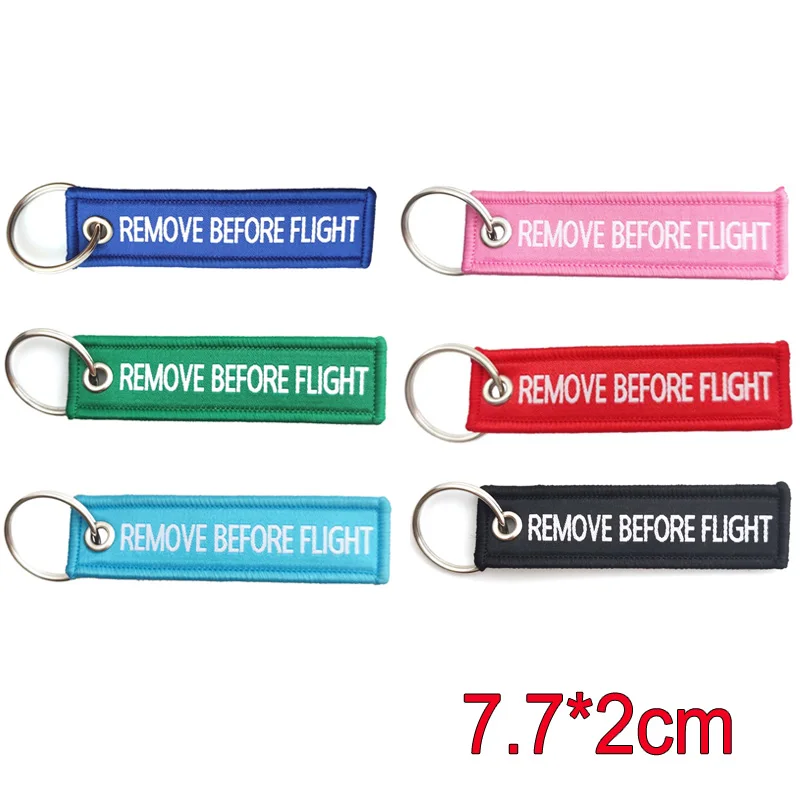 7.7*2cm Front And Back Woven Mini Remove Before Flight Keychain For Aviation Key Tag Gift