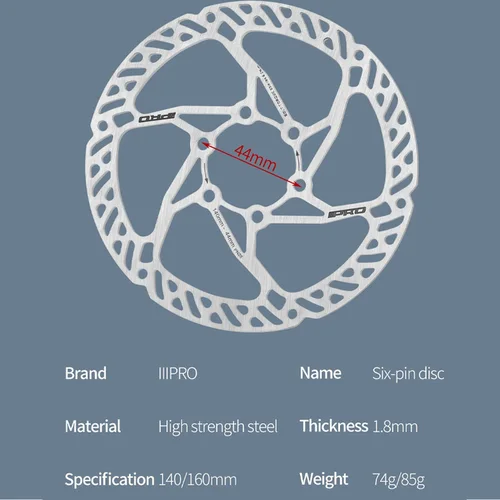 Imagen 2 del producto IIIPRO 140mm 160mm Rotor de freno de disco de bicicleta disco de freno de bicicleta MTB ligero Rotor de bicicleta de acero de alta resistencia 6 pernos disco de bicicleta