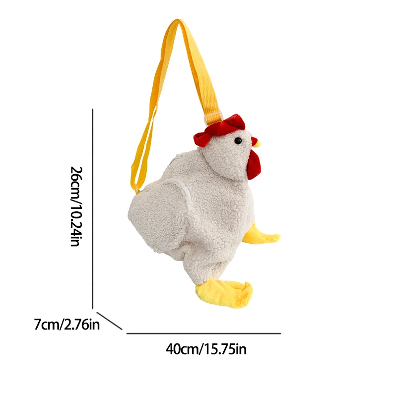 Leisure Cute Chickens Shape Bag Women' Shoulder Bag Soft Plush Handbags Zipper Hen Shape Female Crossbody Bag For Outings