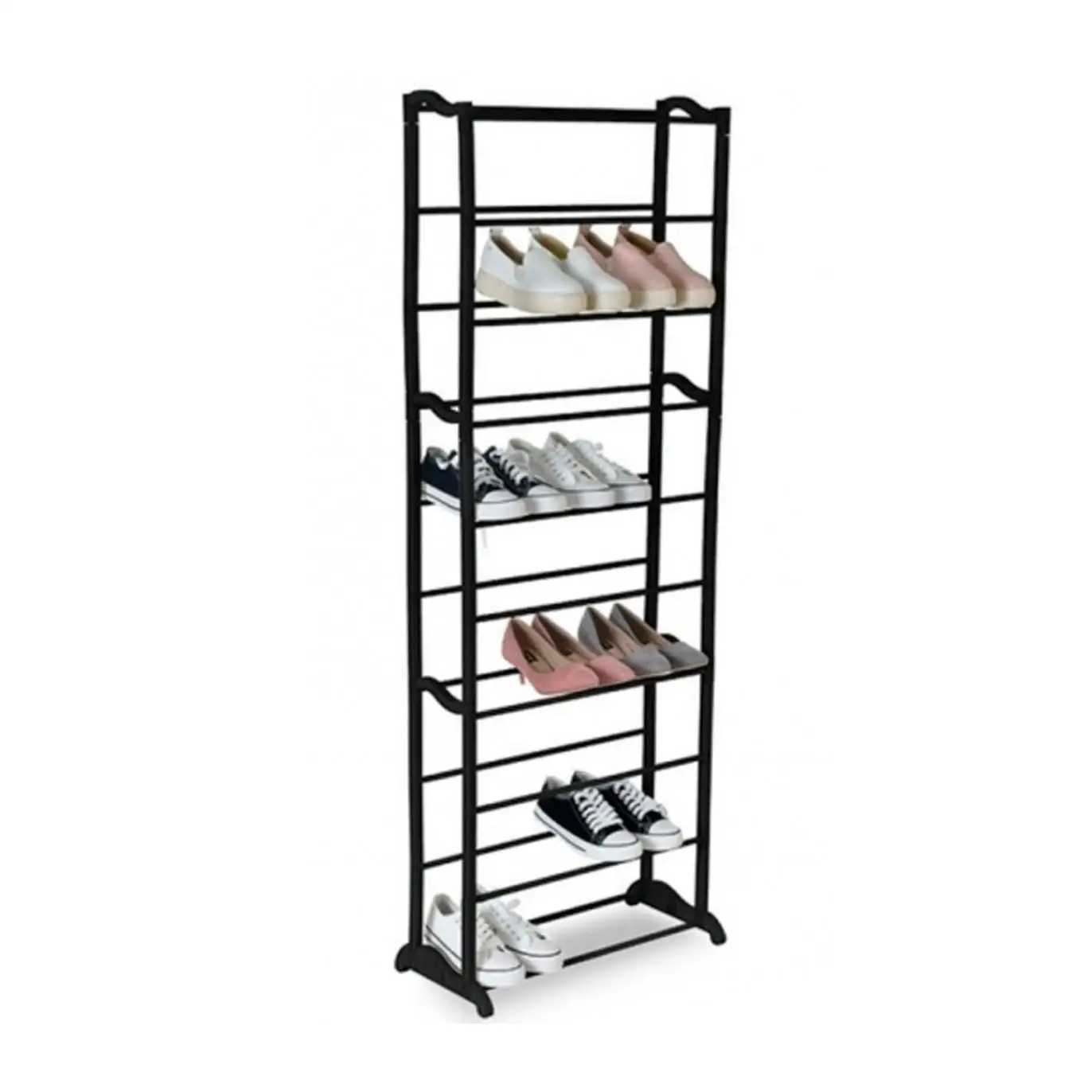 ARISE SHOP-ZAPATERO 10 LEJAS METAL-PP NEGRO 51,50 X 25 X 140 CM