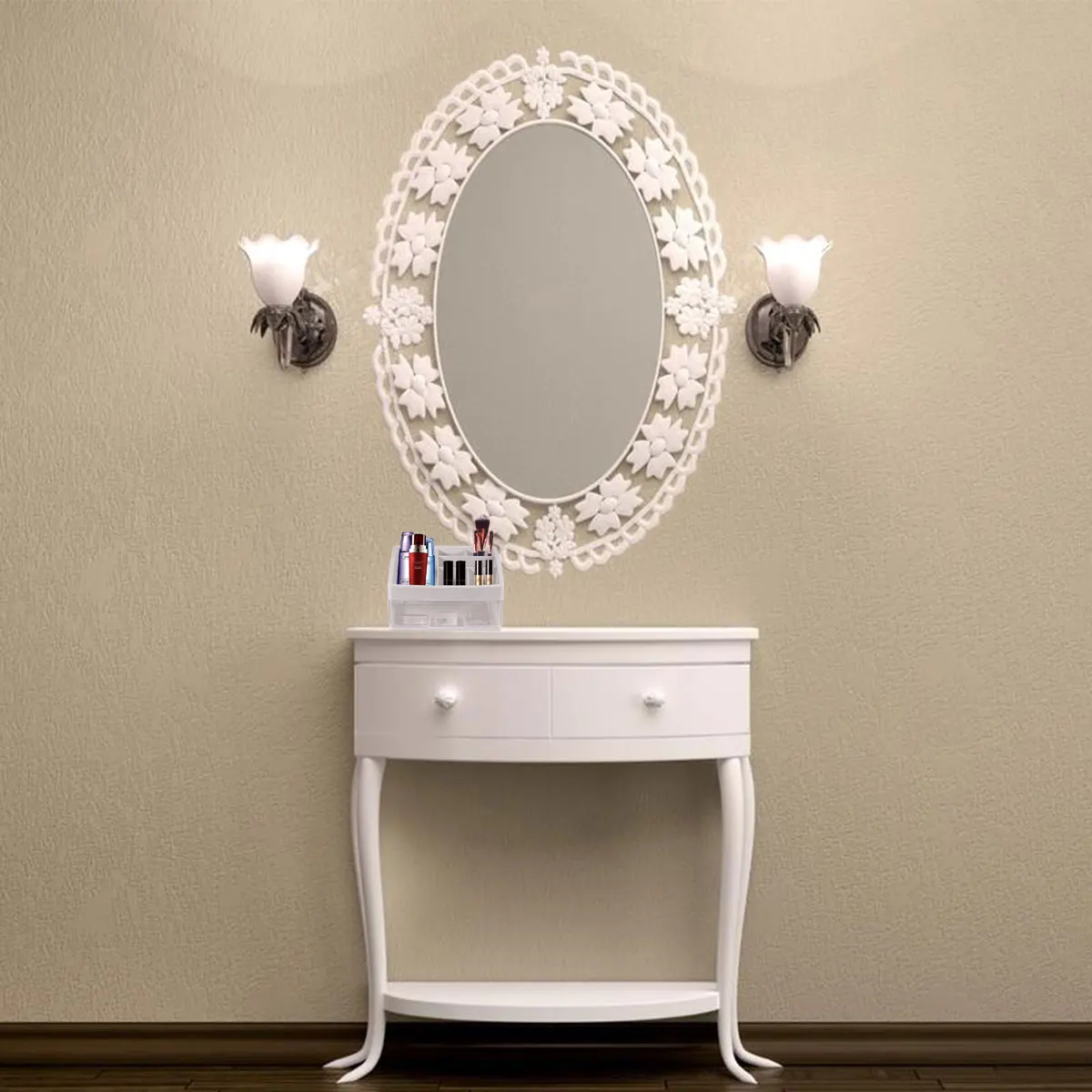 Cajón de plástico de 2 capas, estuche de almacenaje para maquillaje transparente, organizador de artículos diversos de escritorio, joyero para el hogar, dormitorio y baño