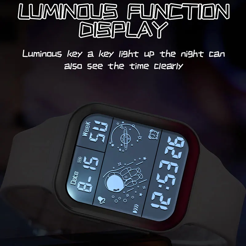 SANDA 그라디언트 스퀘어 남성용 야외 스포츠 전자 손목 시계, 방수 발광 크로노그래프 알람 시계, LED 디지털 시계