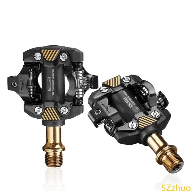 

Pair of Bicycles Pedals, Durability Aluminum Alloy Mountain Bike Pedals Self-Locking Designs for Mountain Road Bikes