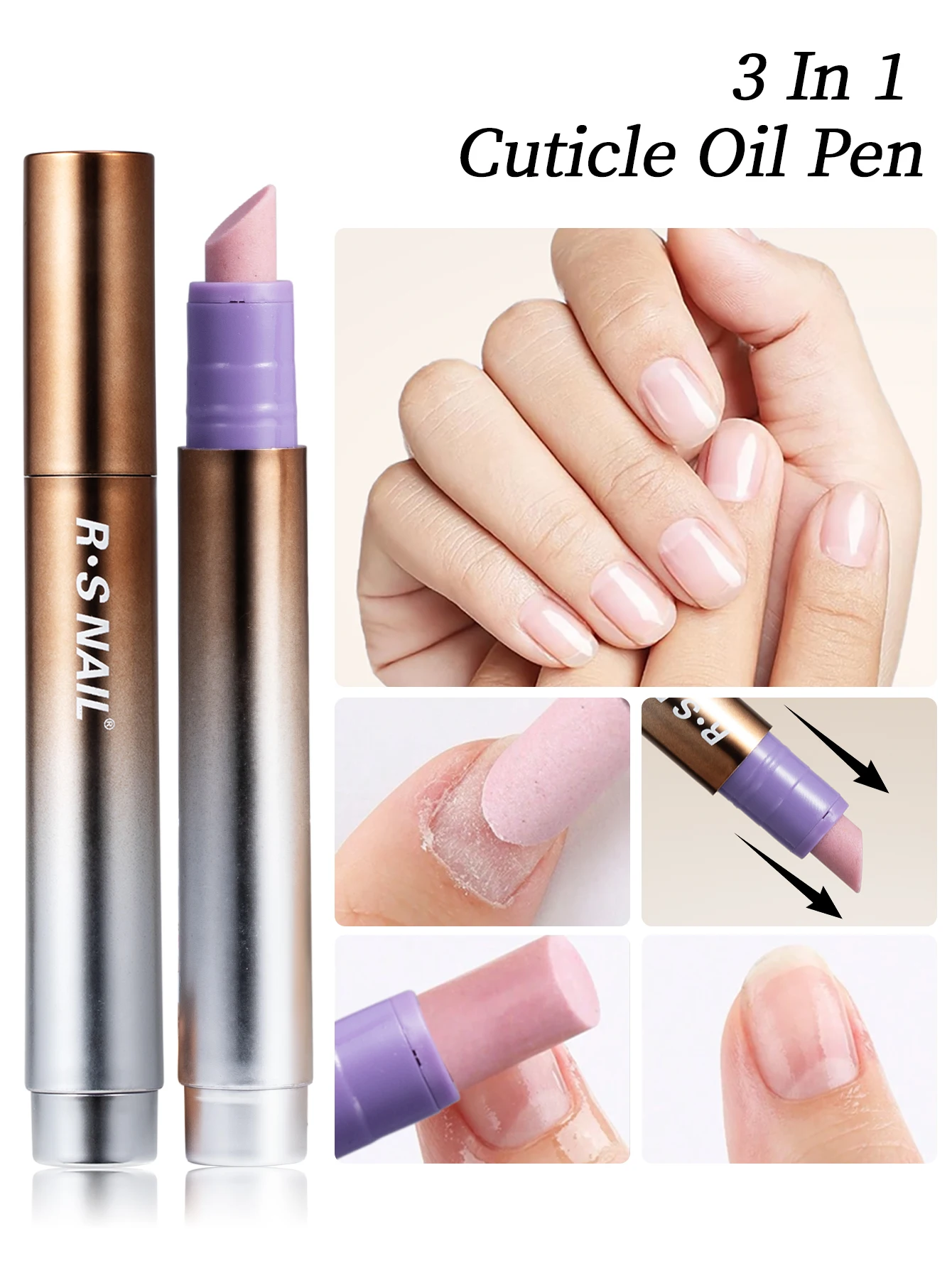 

5/6pcs set 3-in-1 Cuticle Oil Pen With Ceramic Nail Pusher Manicure Nail Care Repair Dry Damaged Nails Hangnails Nourish Cuticle