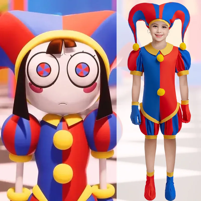 El increíble disfraz de circo Digital para niños y adultos, traje de Cosplay de Pomni para fiesta de Carnaval y Halloween